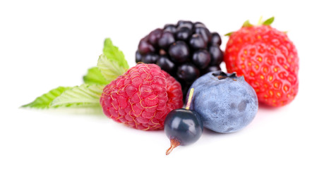 Ripe sweet different berries, isolated on white