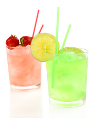 Refreshing cocktails isolated on white