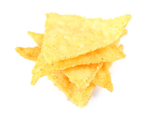 Tasty nachos isolated on white