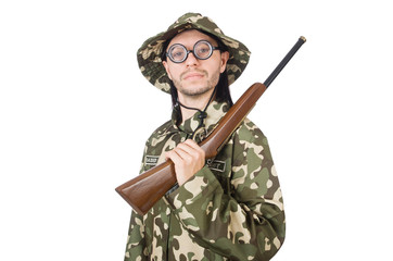Funny soldier isolated on the white