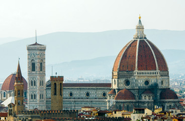 Fototapeta na wymiar Florence cityscape with Duomo as main subject