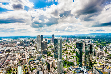 Frankfurt am Main skyline panorama with dramatic clouds, Germany