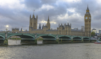 Fototapeta na wymiar Big Ben and Houses of Parliament at sunset, London