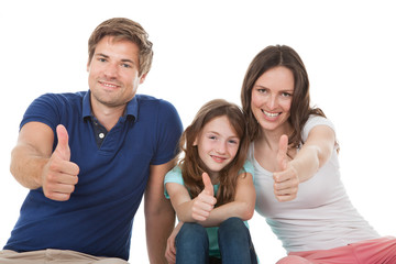Obraz premium Happy Family Showing Thumbs Up Together
