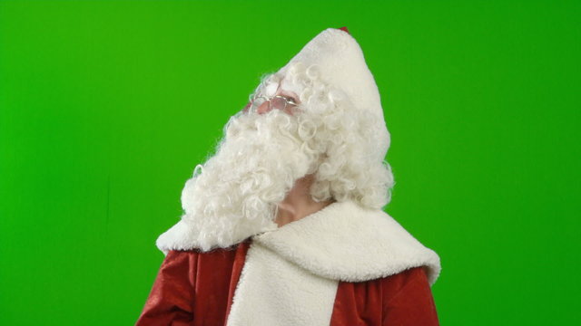 Santa Claus is Making Different Facial Expressions