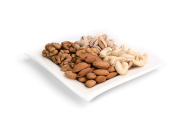 Set background images of various nuts and raisins