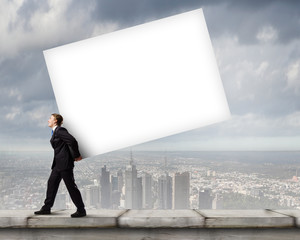 Man carrying banner