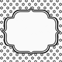 Black and White Star of David Patterned Background with Embroide