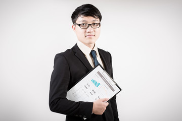 Successful young business man of Asian, full length portrait iso