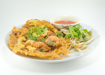fried mussel with egg