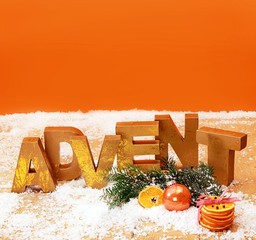 Colorful orange Advent still life background