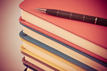 close up on stack of book