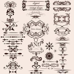 Vector set of decorative vintage calligraphic elements