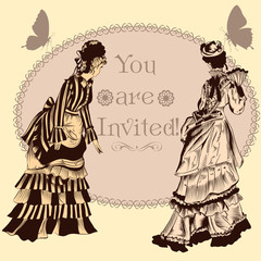 Plakat Wedding invitation with vintage ladies