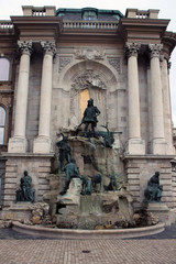 Fototapeta na wymiar Fountain at the Buda Castle in Budapest, Hungary