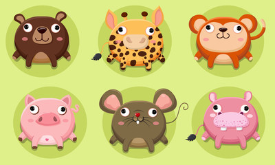 Set of cute animals vector Icon