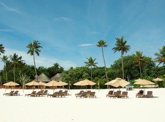 Relaxing in Sunny Beach of Maldives