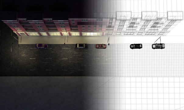 citt&agrave; quartieri downtown periferia rendering 3d