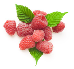 Red berry raspberry isolated on white background