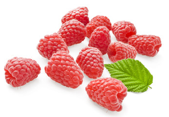 Red berry raspberry isolated on white background