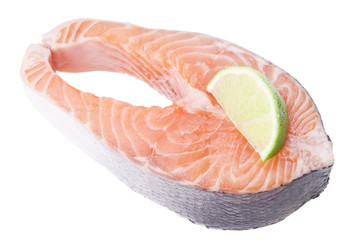 Fresh raw salmon isolated on white background
