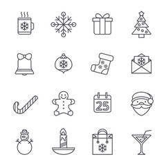 Line christmas icons for web and applications