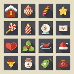 Flat christmas icons for web and applications