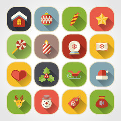 Flat christmas icons for web and applications