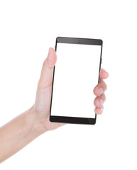 Closeup of female hand using a smart phone