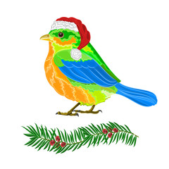 Christmas decoration bird and twig yew vector