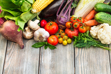 Vegetables on wooden table