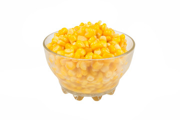 yellow corn in a glass bowl
