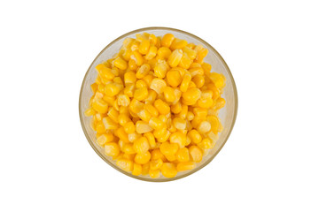 yellow corn in a glass bowl