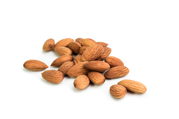 Almonds isolated on the white background