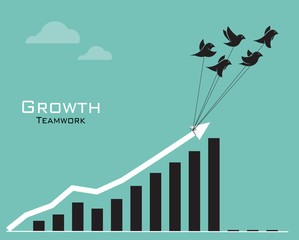 Vector images of birds and business graph