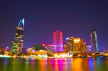 Fototapeta na wymiar Saigon Riverside view at evening, Ho Chi Minh city