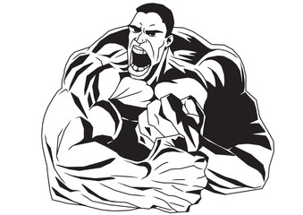 Bodybuilder with his hands clenched into fists