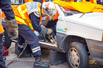 Rescue Team working after car accident