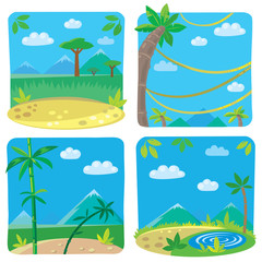 Set of four funny simple nature background.