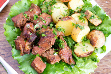 Potatoes and meat, stew