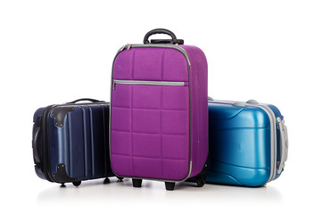 Travel concept with luggage suitacase isolated on white