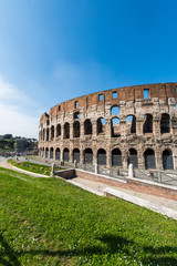 Fototapeta na wymiar Ancient Rome ruines on bright summer day