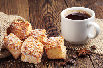 Coffee and puff cookies with nuts
