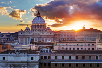 Rome, Vatican city at sunset