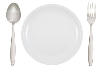 Dinner Plate, wooden fork and spoon