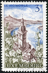 stamp printed in Luxembourg, shows Wormeldange Moselle River