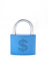 Padlock with U.S. dollars