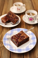 Cherry brownie with black tea