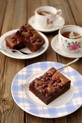 Cherry brownie with black tea