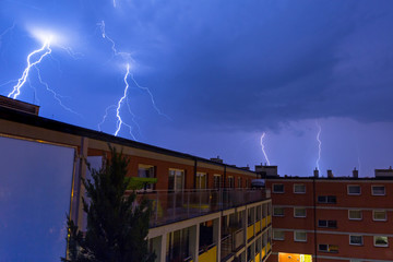 Summer thunderstorm at night, Poland